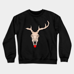 Rudolph Reindeer Skull With Red Nose Christmas Hallowxmas Crewneck Sweatshirt